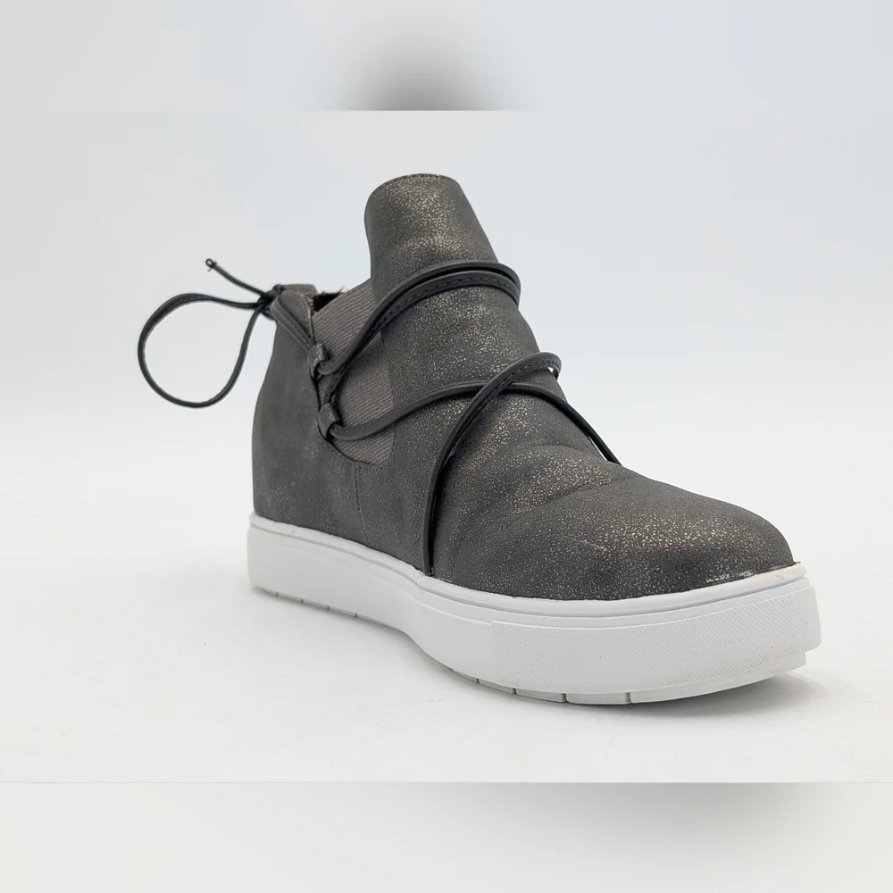 Yellow Box Maureen Size 8M Metallic Grey High-Top Sneakers Cushioned Memory Foam